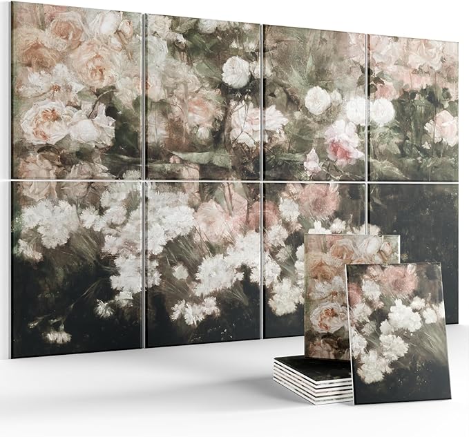 Wall Art Acoustic Panels,35''X24''Sound Absorbing Panels-8-Pack with 50 Adhesive Tabs, Decorative Sound Absorbing Panels for Living Room and Recording Studio, Offices-Garden in May