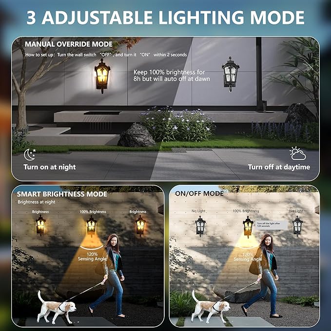 Kainozoic Motion Sensor Dawn to Dusk Outdoor Sensor Light Fixture Waterproof Porch Lights Anti-Rust Exterior Lighting Outdoor Wall Lantern Outside Wall Light for Patio Front Door Garden Garage