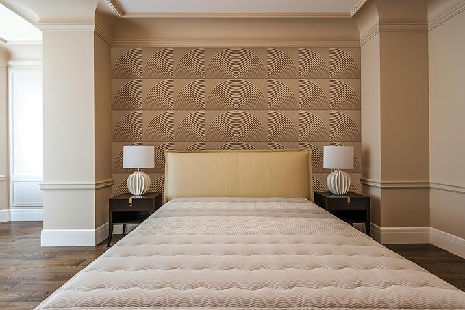 From Plain To Beautiful In Hours 9002 Arc Swell PVC 12 in x 12 in Peel and Stick Wall Panels (Covers / 10 sq.ft), Brown Candy, 10 Piece