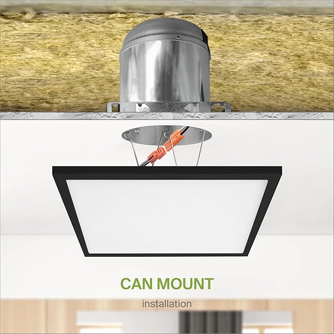 ASD LED 12" Square Flush Mount Ceiling Light Fixture, Low Profile Surface Lighting | 5CCT, Dimmable, Ultra-Thin, ETL Listed | 24W 1700LM 2700-6000K 120V | Kitchen, Hallway Lamp | Black, 4 Pack