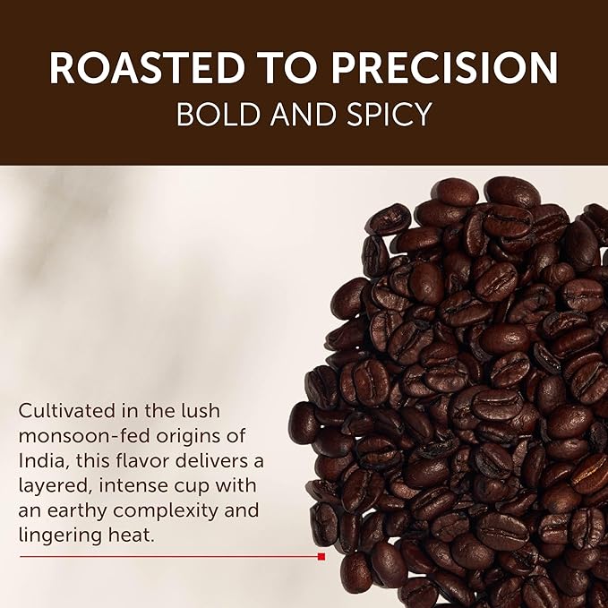 illy Whole Bean Coffee, India Single Origin Dark Roast, 100% Arabica, Premium Italian Coffee, Ideal for Espresso, Drip, Moka and French Press Brewing, 8.8oz, 6 Pack