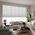 Boolegon Motorized Blinds with Remote, Light Filtering Smart Blinds, Automatic Cellular Shades for Windows, Rechargeable Electric Honeycomb Shades for Home,Light Filtering White,Custom Size