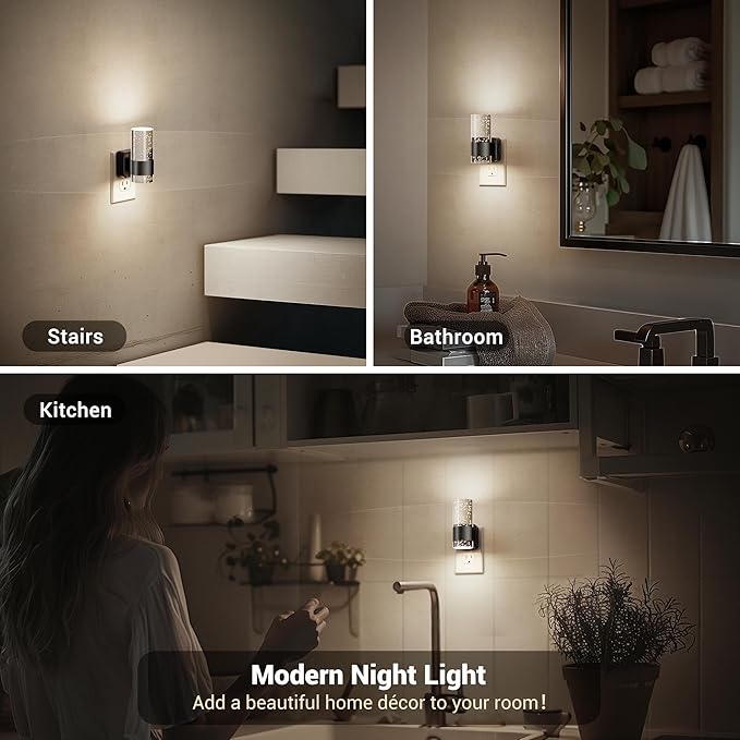 JandCase Night Light, Night Lights Plug into Wall,LED Nightlight with Adjustable Brightness, 5000K，Automatic Night Light Plug in with Auto Light Sensor for Bathroom Hallway Room Decor