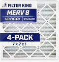 Filter King 7x7x1 Air Filter | 4-PACK | MERV 8 HVAC Pleated A/C Furnace Filters | MADE IN USA | Actual Size: 7 x 7 x .75"