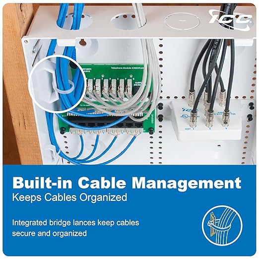 ICC 14” Plastic Structured Wiring Enclosure, Media Enclosure with Cable Wall Cover, Cable Management Box for Distribution of Networking Services, UL Listed TAA Compliant, ICRESDP14E
