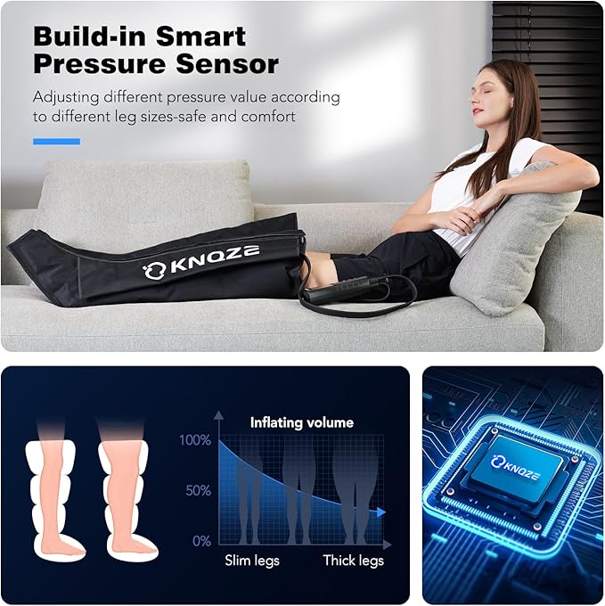KNQZE Air Compression Recovery System, Foot and Full Leg Recovery Boots with Dynamic Pressure for Fast Therapy, Professional Device for Circulation and Pain Relief