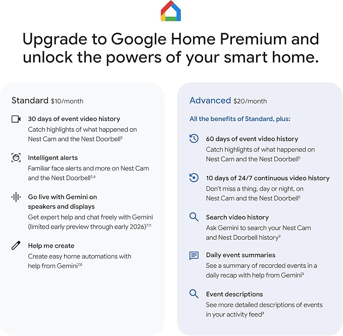 Google Nest Doorbell (Wired, 3rd Gen) - 2K Video and Gemini, Live View, Night Vision, 2-Way Audio - Works with Google Home - 2025 Model - Linen