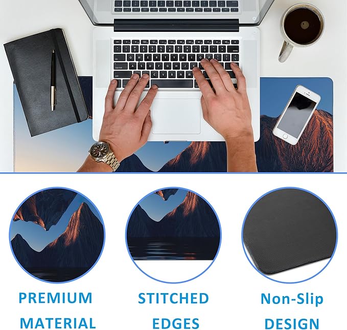 EOBKLAX Fantasy Landscape Large Gaming Mouse Pad,Waterproof Desk Mat for Desktop,Non-Slip Rubber Base Mousepad with Stitched Edges for Laptop Office and Home 35.4X15.7 Inch