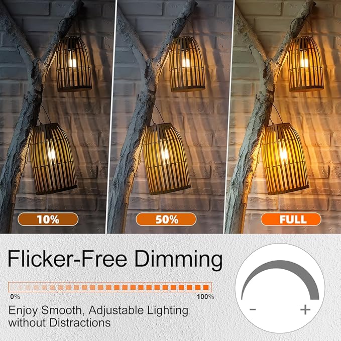 GvvooHome E12 Candelabra Bulb 40 watt Equivalent, E12 LED Bulb Dimmable Chandelier Light Bulbs, 2200K Amber Warm, B10 Candle Light Bulb, 90+CRI, 400LM, Amber Glass Finish, 12 Pack