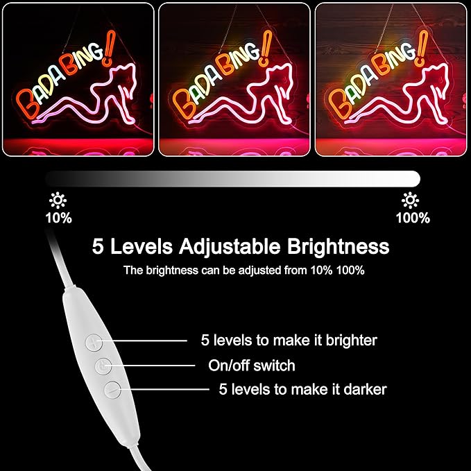 ZODZ Bada Bing Neon Sign for Wall Décor Sopranos Merch Girls Dimmable LED Neon Light Sign Decor