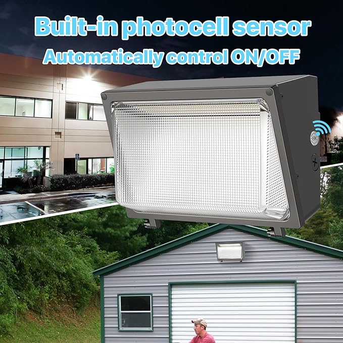 HYPERLITE LED Wall Pack 120W: 18000lm Glass Lens Dusk to Dawn Outdoor Lighting - Outdoor Security Flood Lighting for Yard Patio UL Listed