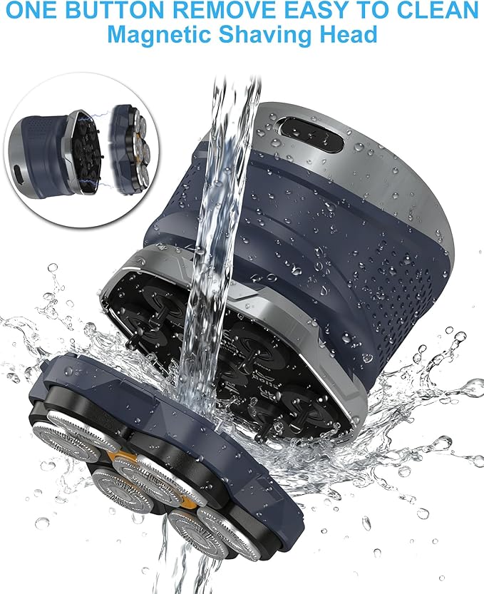 Clicar head shavers for bald men,Magnetic Detachable Head Shaver，Wet or Dry beard trimmer for men，7D IPX7 Waterproof razors for men，Type-C Digital display electric razor for men，Better gifts for men