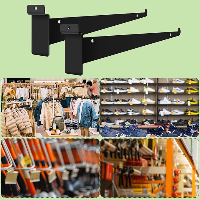 18 Pack Slatwall Shelf Bracket 12 inch, Heavy Duty Metal Shelf Brackets for Shelves,Black Slat Wall Shelf Bracket Slatwall Accessories with Lip for Slatwall Panels Shelving Display Home Commercial