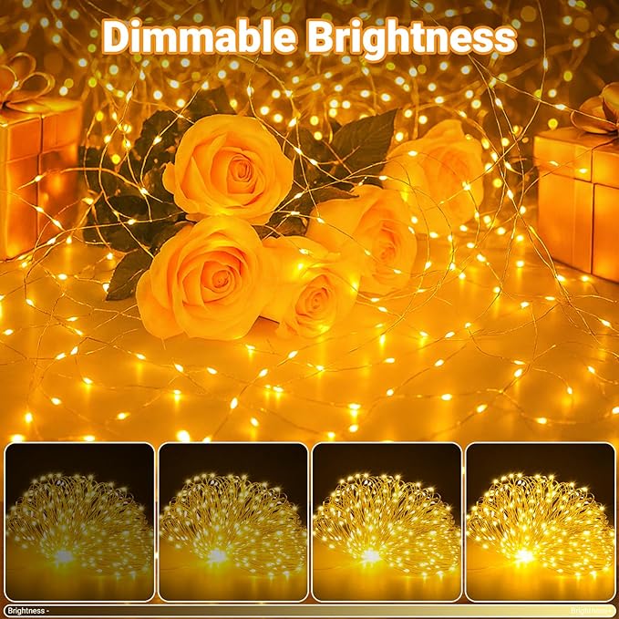 litogo 3 Pack Fairy Lights Battery Operated with Timer, 33FT 100LED Twinkle String Lights USB-C Powered 8 Modes Dimmable for Indoor Bedroom Centerpiece Wedding Classroom Dorm Christmas Decorations