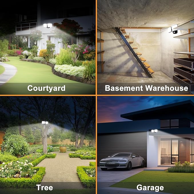 YTKIH Rechargeable Battery Motion Light, 2500LM & 4000LM Dual Modes Motion Sensor Security Lights, USB Charging Wireless Flood Light Battery Powered, LED Outdoor Lights for Garage,Yard,Porch,Shed