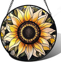 CRISGIF Stained Glass Window Hanging - Sunflower Suncatcher for Door Garden Patio Retro Flower Sun Catchers Decor Christmas Mother's Day Birthday Gifts for Women Mom Nana Friend Wife 15 in
