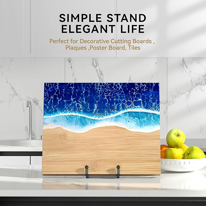 IPAME 4 Pack 10 Inch Large Plate Stands for Display - Metal Square Wire Plate Holder Display Stand + Picture Stand for Book, Platter, Plaque, Photo Easel