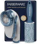 Farberware Large Lint Remover & Fabric Shaver Set – Battery Powered Sweater Shaver with Triple Blades and Extra Sticky Roller for Pet Hair, Fuzz & Pilling on Clothes & Furniture