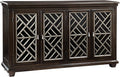 Hekman Transitional Entertainment Center - Wooden Finish, Durable Solid Wood TV Stand, Media Console Cabinet with Power Pack Outlet, 4 Glass Door, Media Storage Shelf, Modern Living Room Furniture