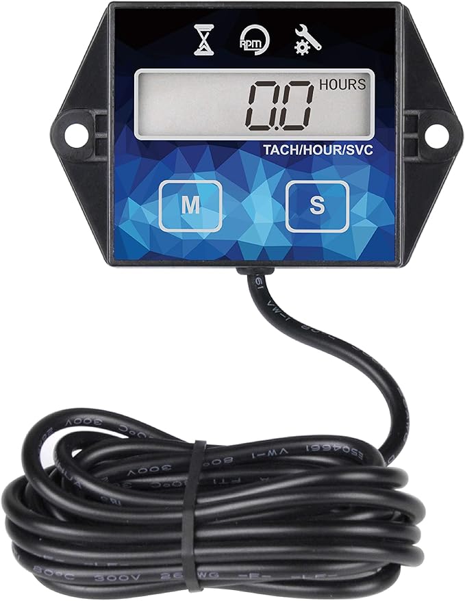 Runleader Small Engine Hour Meter, Digital Tachometer, Maintenance Reminder, Battery Replaceable, User Shutdown, Use for ZTR Lawn Mower Tractor Generator Marine Outboard ATV (HM011F)