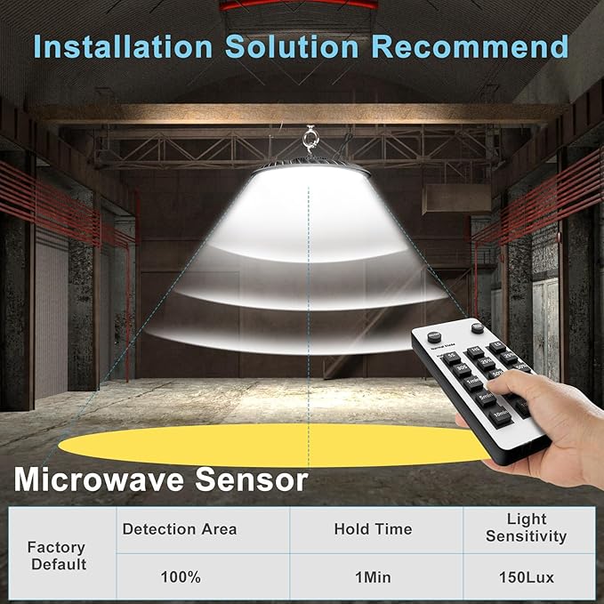 Lightdot Smart 200W UFO LED High Bay Light 30000LM Warehouse Lighting with Control (Supports Normal Mode & Motion Mode) ETL-Listed US Plug for 25-35FT Height Warehouse-6Yrs Warranty-4Pack