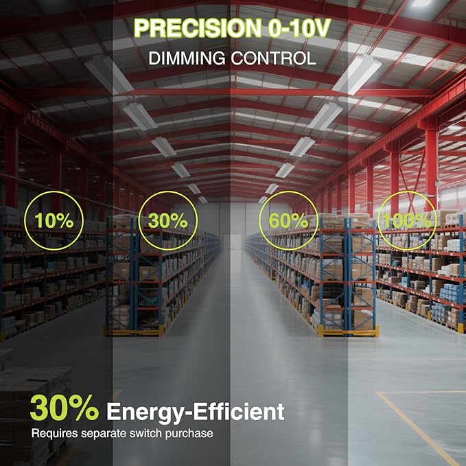 2 Pack 400W LED Linear High Bay Light 4FT, Adjustable 400W/320W/240W/100W With Motion Sensor, 60000LM, 120-277V, 0-10V, 5000K, Commercial Linear High Bay Led Shop Lights for Warehouse Workshops, UL
