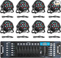 SmarketBuy Stage Lights with Sound Activated & DMX Control, 8 Pack 18x3 W LED Par Lights, Versatile DJ Light for Stage Uplighting, Wedding, Party Events, Clubs,Music Shows & Holiday Decorations
