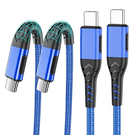 Durcord USB C to USB C Cable, 2Pack 60W 6ft USB C Charger Cable Fast Charging, Type C to Type C Charger Braided Compatible with iPhone 15/Samsung/Android/Phone/Pad/MacBook/Pro/Plus/Max etc. Blue
