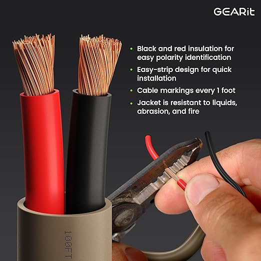 GEARit Outdoor Speaker Wire CL3 Rated, 16 Gauge Speaker Wire, Speaker Cable 100 ft for Outdoor Speakers, Patio, Garden, Backyard Audio, Direct Burial in Ground/in Wall, OFC (Brown, 2-Conductors)