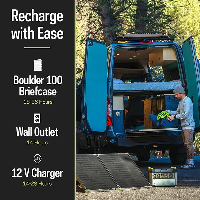 Goal Zero YETI 1500X Portable 1500-Watt Power Station with Boulder 100-Watt Monocrystalline Solar Panel Briefcase 44360