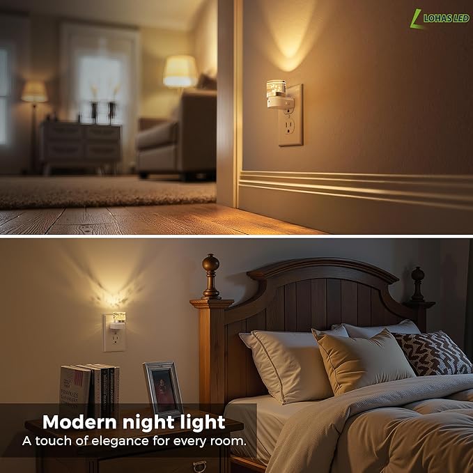 L LOHAS LED Night Lights Plug into Wall, 3000K/4000k/5000K Adjustable Color Temperature Bubble Night Light, Dusk to Dawn Sensor for Hallway, Bathroom, Rooms