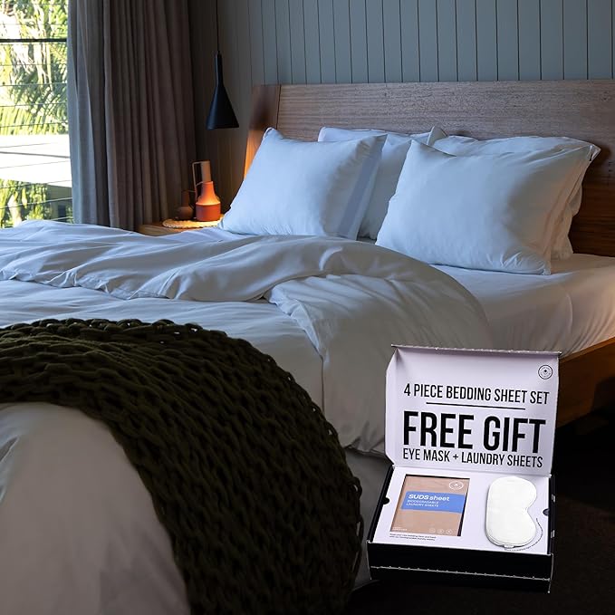 THE LAD COLLECTIVE 3.0 Bedding Set Twin XL Size 4 Pieces Premium Bed Set with Fitted Sheet, Top Sheet, and 2 Pillowcases, Malibu White