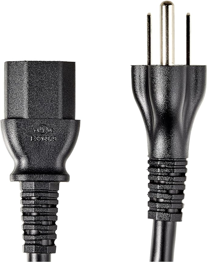 Amazon Basics PC Power Cord, 12 feet, AC Power Cord for Monitor, Computer, TV, 3 Prong, 18 AWG, 125 Volts, Black