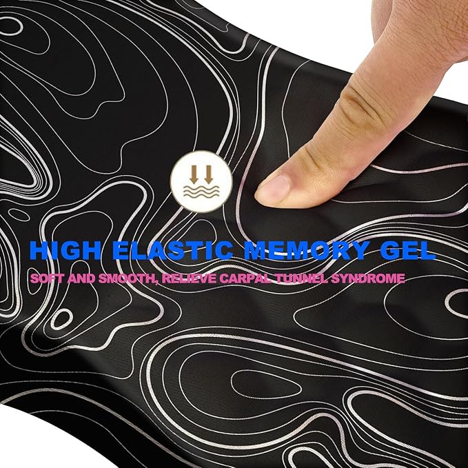 KUOSGM Ergonomic Mouse Pad with Massage Dot, Comfortable Computer Mouse Pad for Laptop, Wrist Rest Pain Relief, Non-Slip PU Base, Black, 12 x 8 in