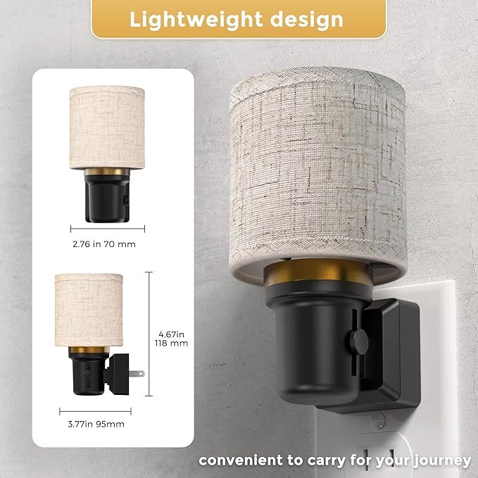 L LOHAS LED Night Lights Plug into Wall, 2 Pack Linen Fabric Cylinder Decor Night Light, Dusk to Dawn Sensor Vintage Nightlight, 5000K Daylight 0-100LM Dimmable, for Bedroom Living Room Hallway