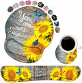 Keyboard Wrist Rest and Mouse Pad Wrist Support Set with Coasters, Ergonomic Gaming Mousepad for Home Office Working Studying Easy Typing & Pain Relief, Sunflower, You are My Sunshine