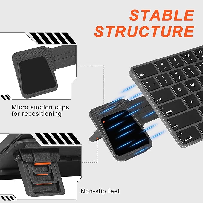 MEKASS Computer Keyboard Stand for Desktop, Adjustable Keyboard Riser, Extendable Holder, Non Slip, Ergonomic Office Desk Accessories for Flat-Back Keyboard Only (Blue)