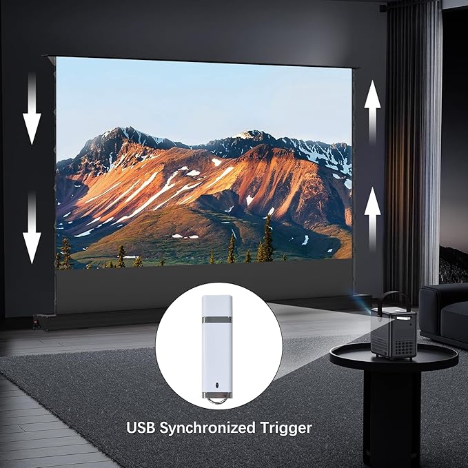 IN&VI Motorized ALR Floor Rising Projector Screen for Long/Standerd Throw Projector,Movie Screen for Home Theater,Motorized Projector Screen 4K/8K Ultra HD Active 3D (100 Inch/16:9)