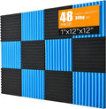 Sound Proof Foam Panels for Wall 48 Pack Acoustic Panels Sound Absorbing 1" X 12" X 12" Fire-Proofed Soundproofing Foam High Density Sound Dampening Panels for Room Studio Blue Black