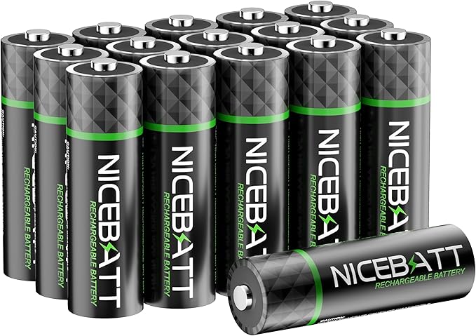 NICEBATT Rechargeable aa Batteries 16 Count, 2800mAh Premium NiMH Double A Battery Low Self Discharge
