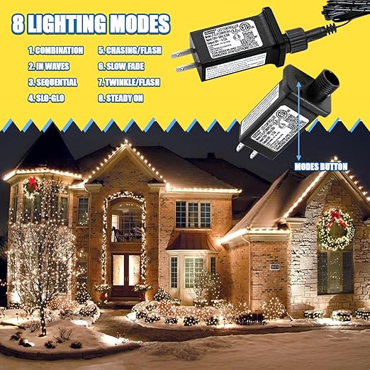 30V 0.12A Class 2 Power Supply Replacement LED Transformer IP44 LED Light Controller Low Voltage Transformer for Christmas String Light Inflatable Device (30V3.6W 8Modes 1PC)