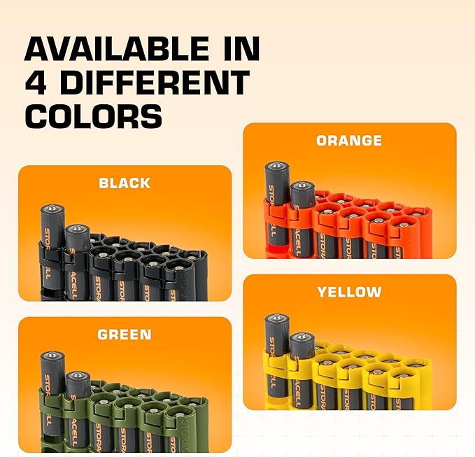 Storacell AA-12 Battery Storage Caddy and Dispenser (Pack of 2), Black, Holds 12 AA Batteries (Not Included), Durable & Compact Design, The Original Battery Caddy, Made in The USA