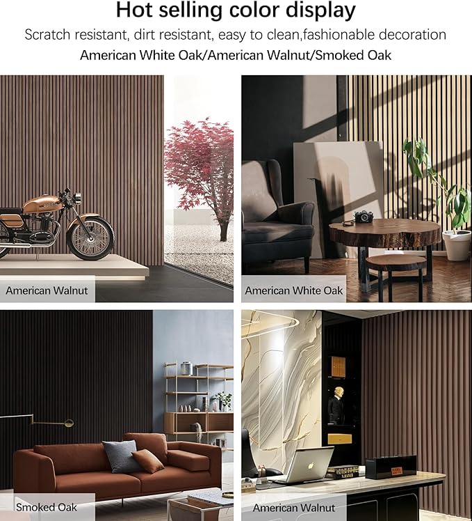 ARMURO Wood Panels for Wall - 2 PCS Wood Slat Wall Panel, Natural Walnut Veneer Acoustic Wall Panels - 12.6" W x 94.5" L