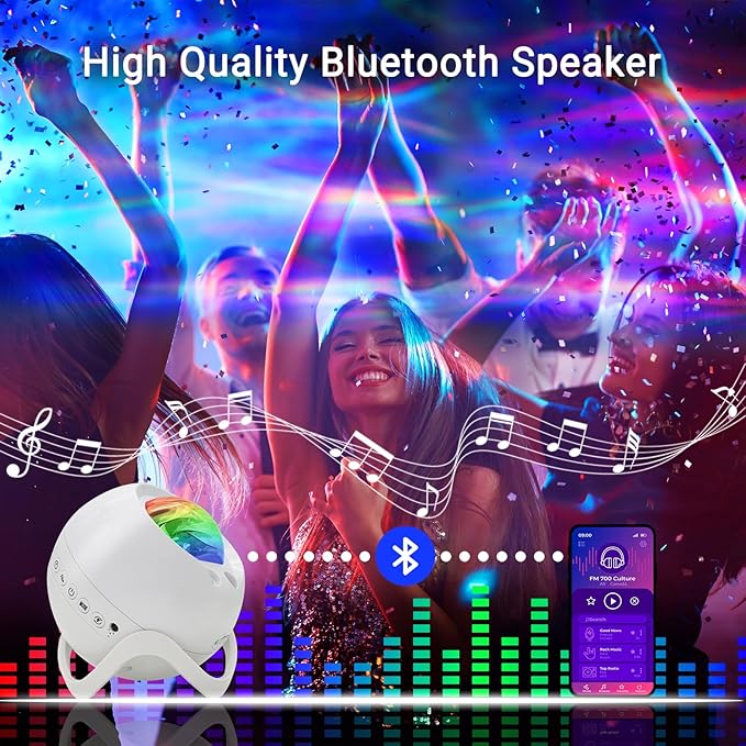 HERHOTER Star Projector,Northern Lights Projector,with Bluetooth Speaker, White Noise, Remote Control,Night Light,for Game Room, Adults, Family Gatherings,Galaxy Projector Bedroom