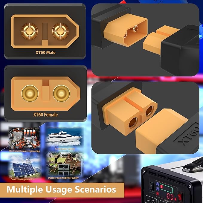 Magiclifee Upgrated XT60 Male to Female Connector Adapter,XT60 Connector No Wire Adapter for Energy Storage Power,Outdoor Power, Compatible with RC Drones, Toy Cars Boat etc