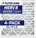 Filter King 12x12x2 Air Filter | 4-PACK | MERV 8 HVAC Pleated A/C Furnace Filters | MADE IN USA | Actual Size: 12x12x1.75"