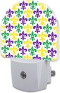sndheke Mardi Gras Carnival Night Light, Colorful Fleur-de-lis Dusk to Dawn Night Light Plug in,0.5w Energy Saving Sleep Friendly NightLight for Kids Boys Girls Home Decor