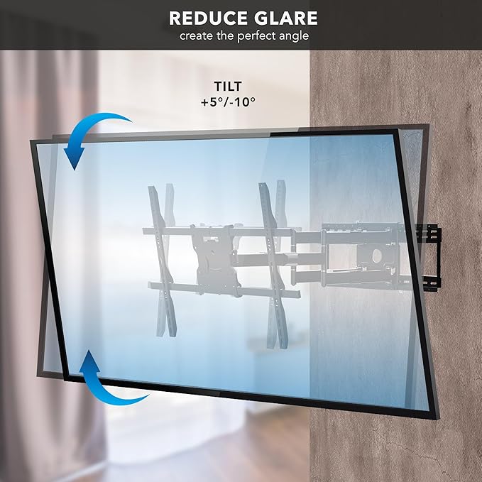 Mount-It! The Beast Full Motion TV Wall Mount for Extra Large 85, 90, 98, 100, 110" TVs with 39 Inch Long Reach Extension Arms - 275 Lbs Capacity Heavy Duty Dual Arm TV Mount