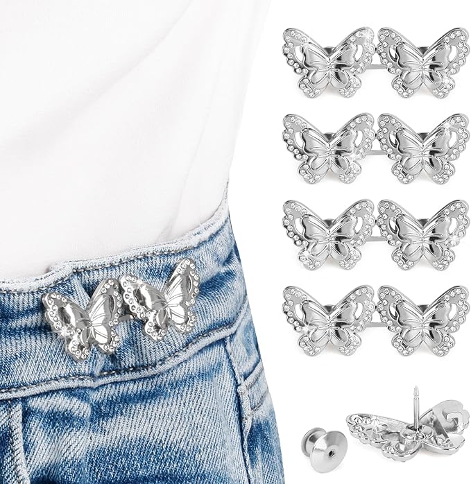 TOOVREN Pant Waist Tightener - No Sew, No Tools Jeans Button Tightener - Adjustable Buttons for Loose Jeans - 4 Sets