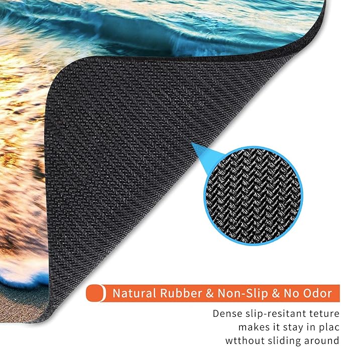 Armanza Square Mouse Pad Beach Sunset, Personalized Premium-Textured Custom Mouse Mat Design, Washable Mousepad Cloth, Non-Slip Rubber Base Computer Mouse Pads for Wireless Mouse
